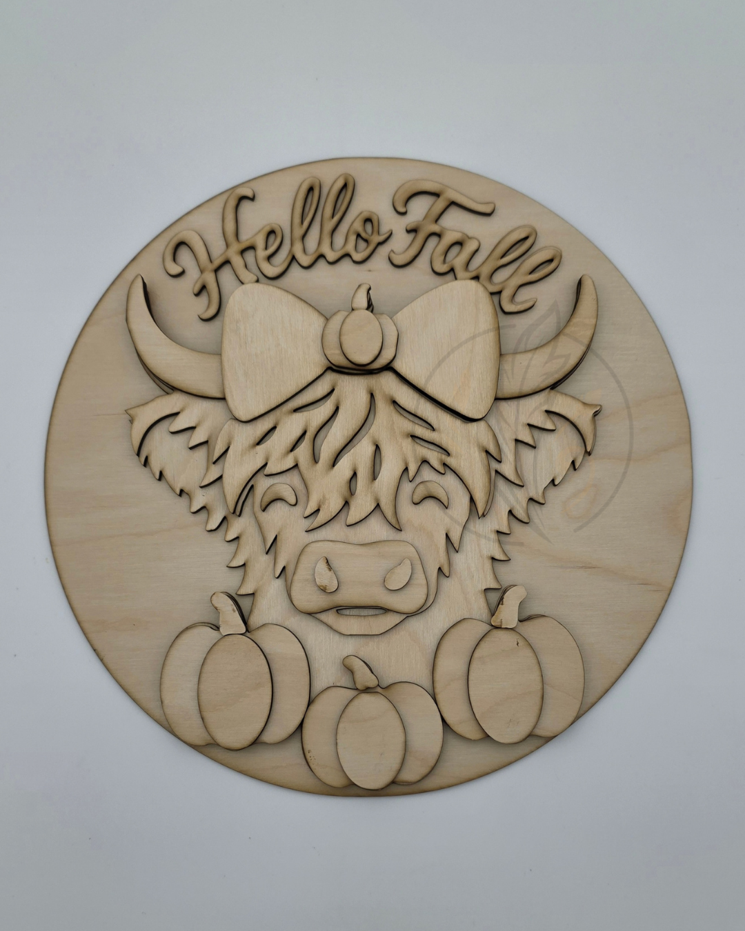 Hello Fall Highland Cow Door Hanger