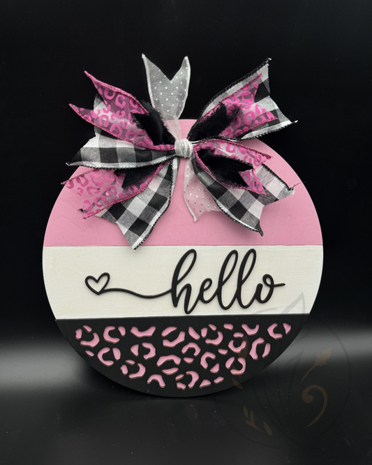 Leopard Print Hello Door Hanger
