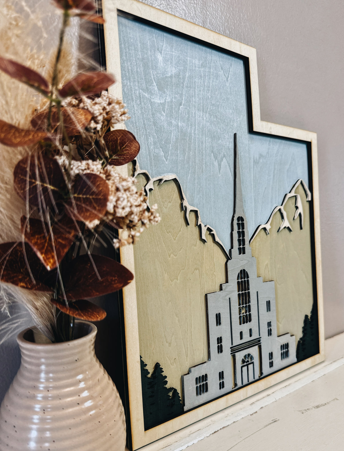 Temple and Mountain Sign