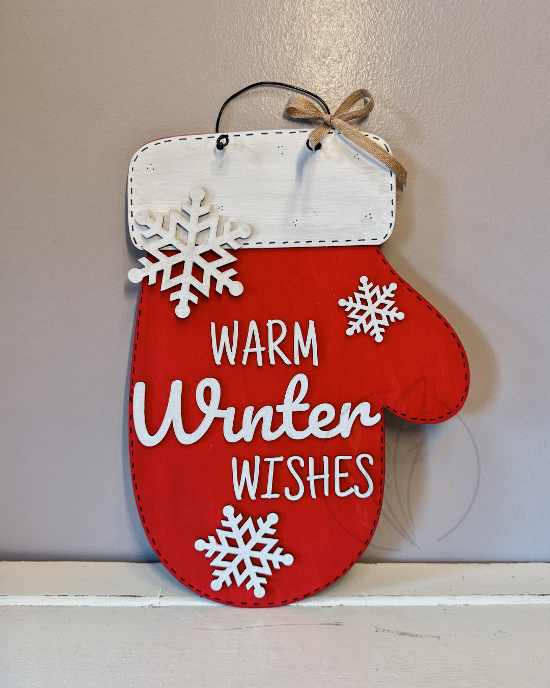 Warm Wishes Mitten Sign
