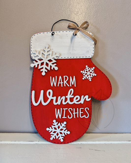 Warm Wishes Mitten Sign