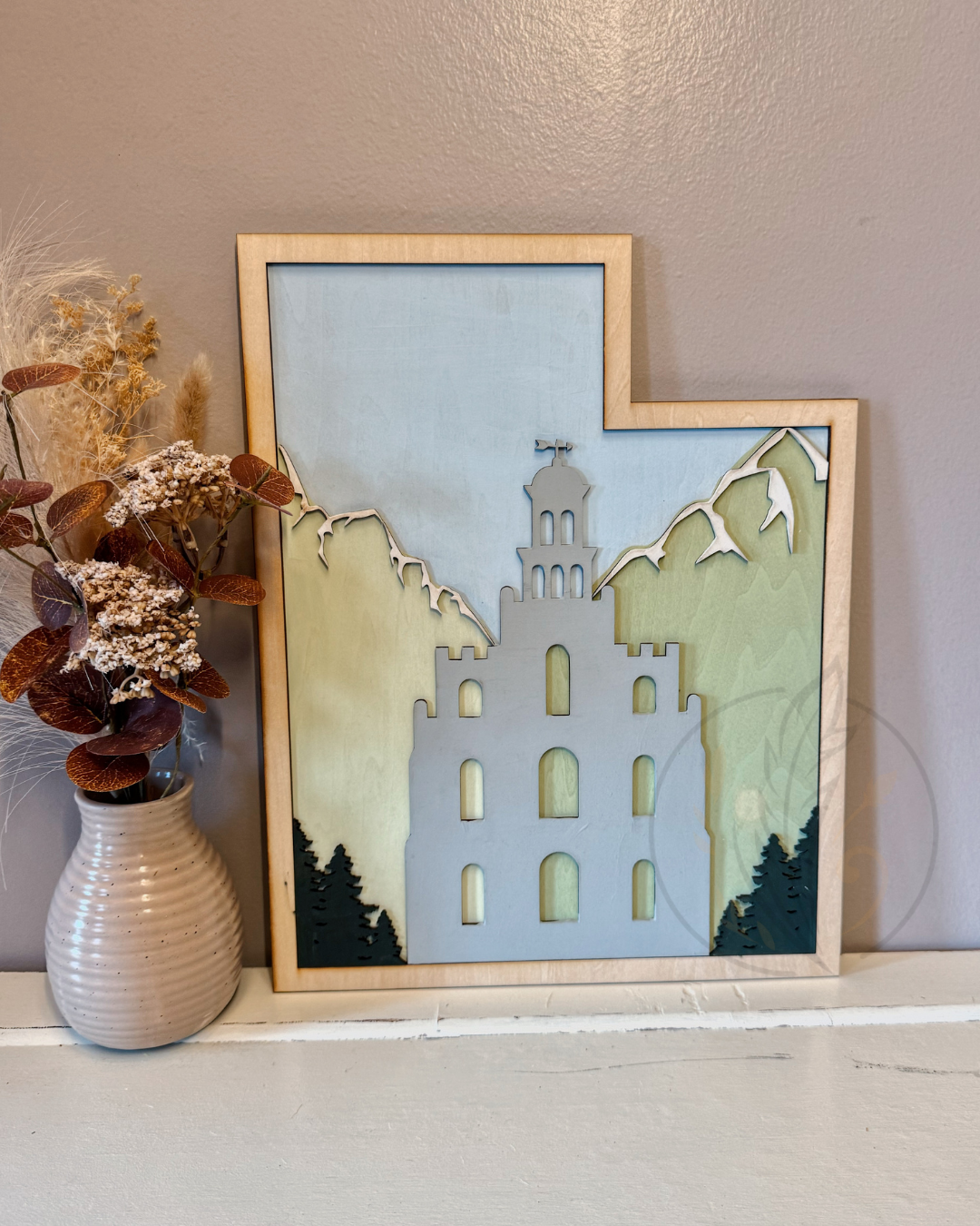 Temple and Mountain Sign