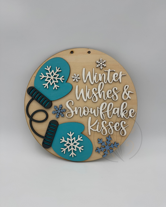 Winter Wishes & Snowflake Kisses Sign